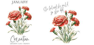 UV DTF 16 oz Libbey Cup Wrap January Carnation | DTF Dallas - DTF Dallas 