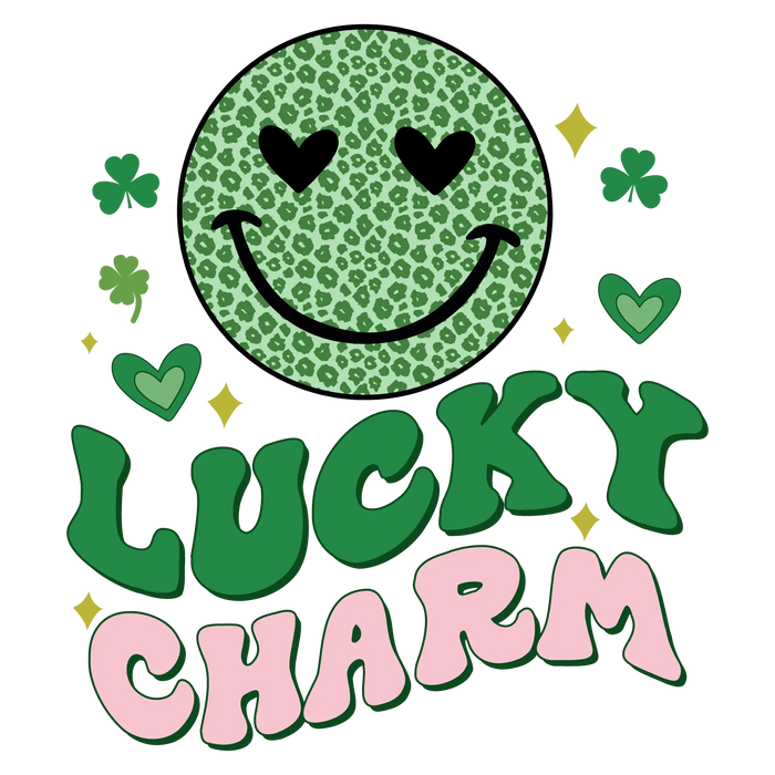 Lucky Charm Saint Patrick's Day Smiley Design pressed on a garment