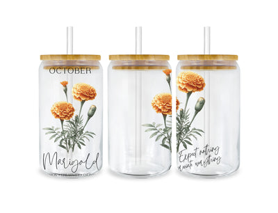UV DTF 16 oz Libbey Cup Wrap Marigold Birthday | DTF Dallas - DTF Dallas 