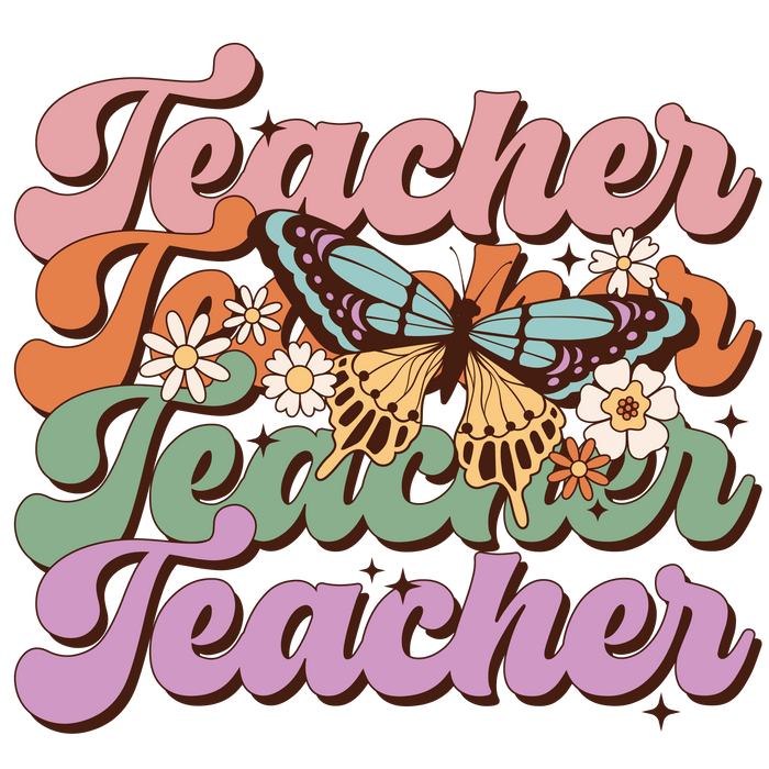Retro Teacher's Day Design pressed on a garment