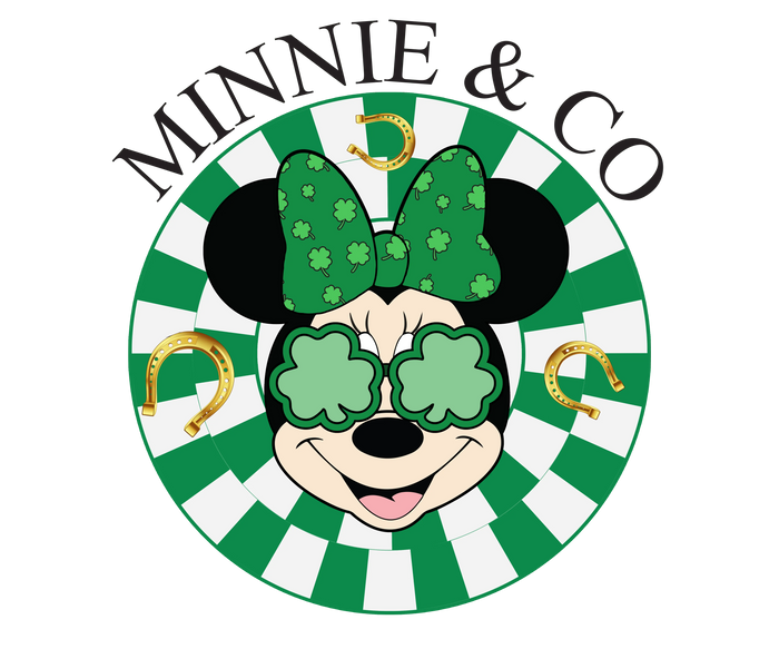 Minnie Mouse Co Saint Patrick's Day Design pressed on a garment