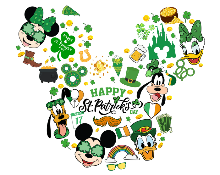 Mickey Mouse Happy St. Patrick's Day Design pressed on a garment