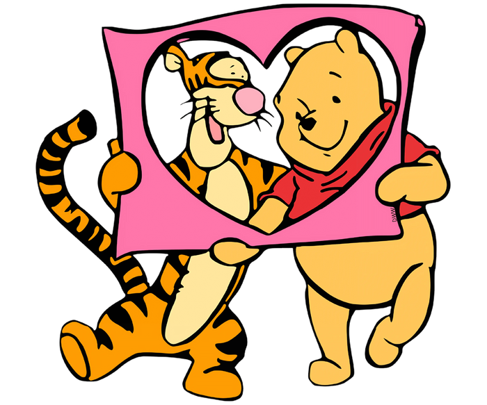 Winnie the Pooh and Tigger Hug Me Design pressed on a garment
