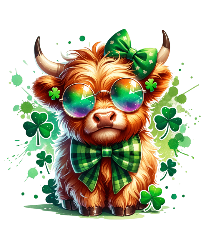 St. Patrick's Day Cute Highland Cow Design pressed on a garment