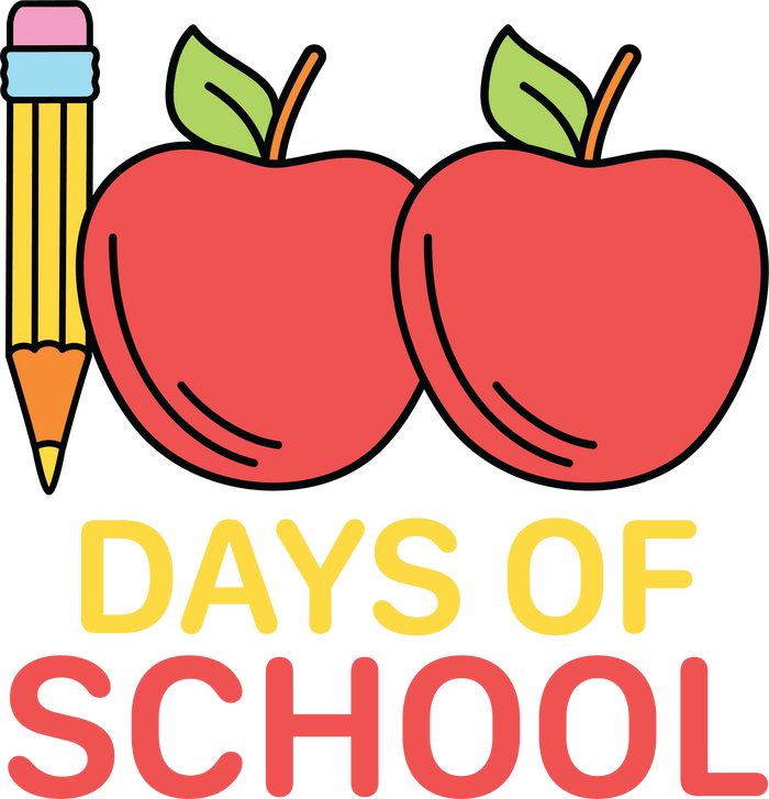 100th Days of School Apples Teacher Design pressed on a garment