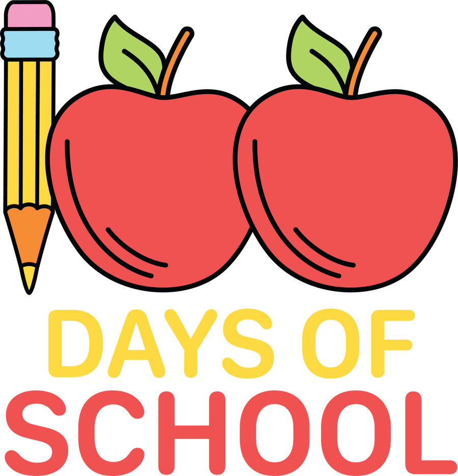 100th Days of School - Apples Teacher Design | DTF Dallas