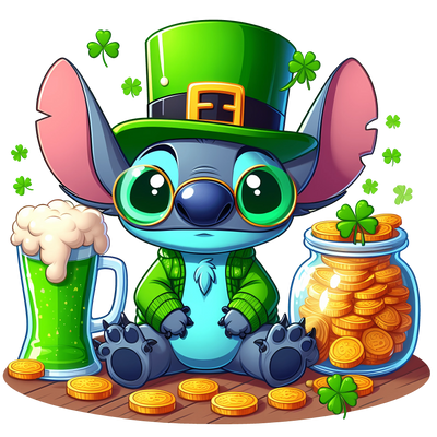 Disney Lilo Stitch Saint Pattys Day Beer Lover | DTF Dallas - DTF Dallas 