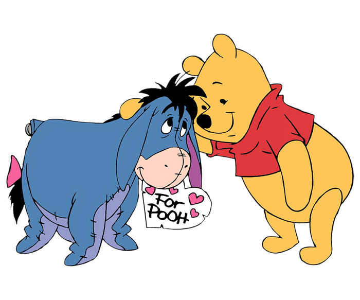 Winnie the Pooh and Eeyore Couple Design V1 pressed on a garment