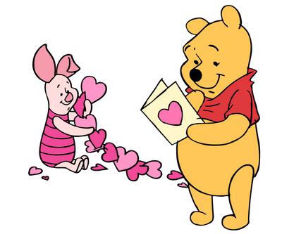 Winnie the Pooh and Piglet Heart Valentine's | DTF Dallas - DTF Dallas 