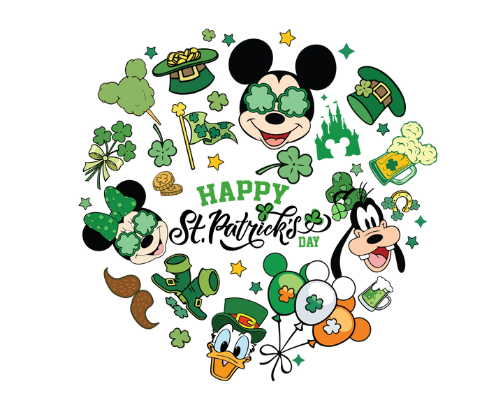Mickey Mouse Happy St. Patrick's Day Design pressed on a garment