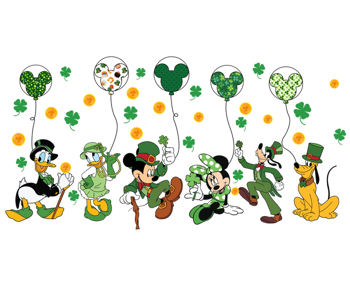 Mickey Mouse Friend St. Patrick's Day Design pressed on a garment