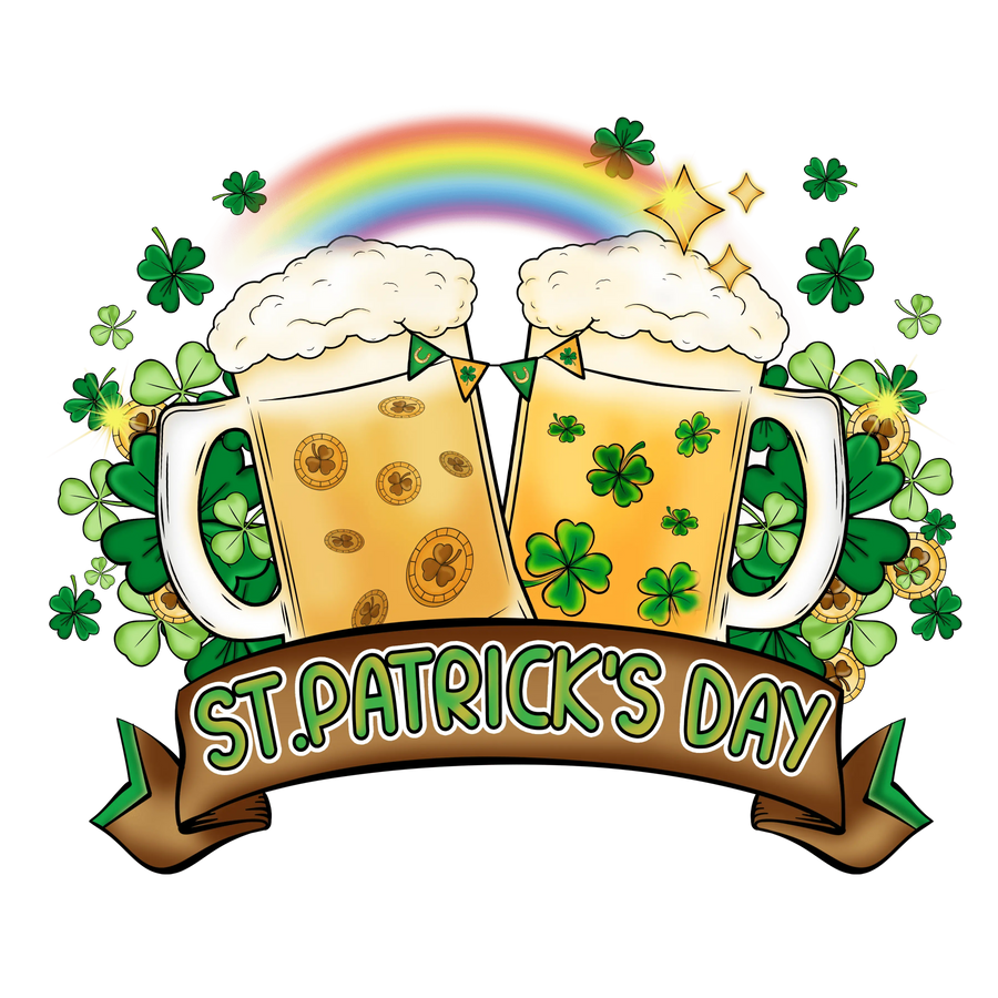Saint Patrick's Day Beer and Rainbow Design | DTF Dallas