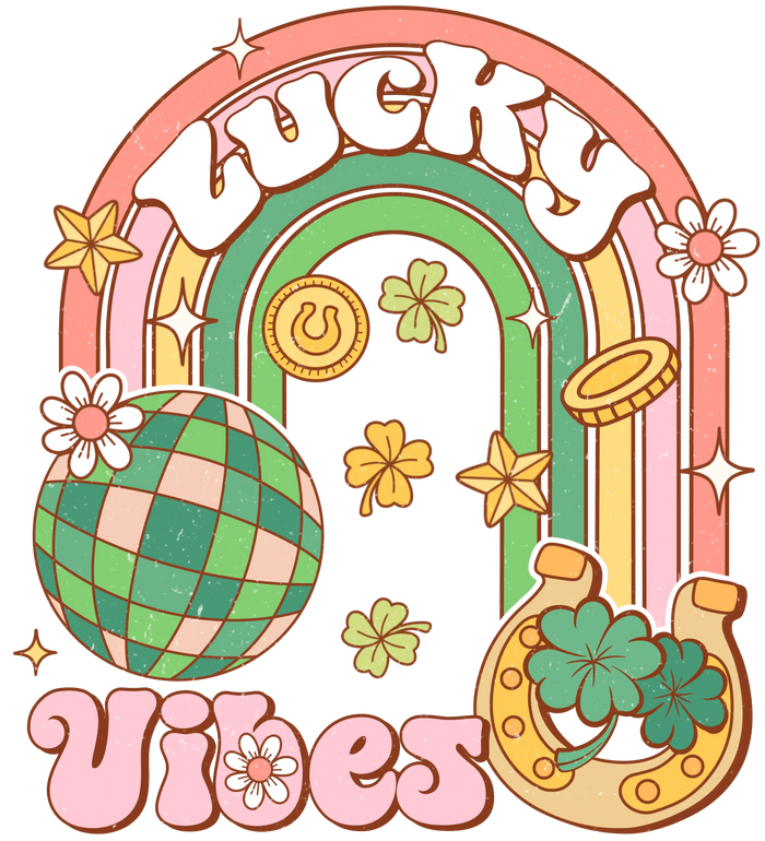 Lucy Vibes Happy Patrick's Day Design pressed on a garment