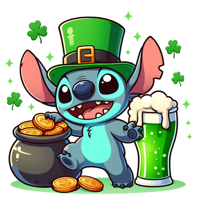 Lilo & Stitch Saint Patty Luck Charm Design | DTF Dallas - DTF Dallas 