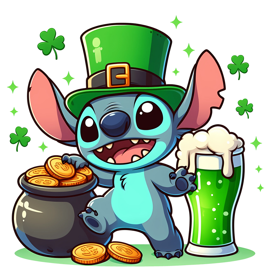 Lilo & Stitch Saint Patty Luck Charm Design | DTF Dallas