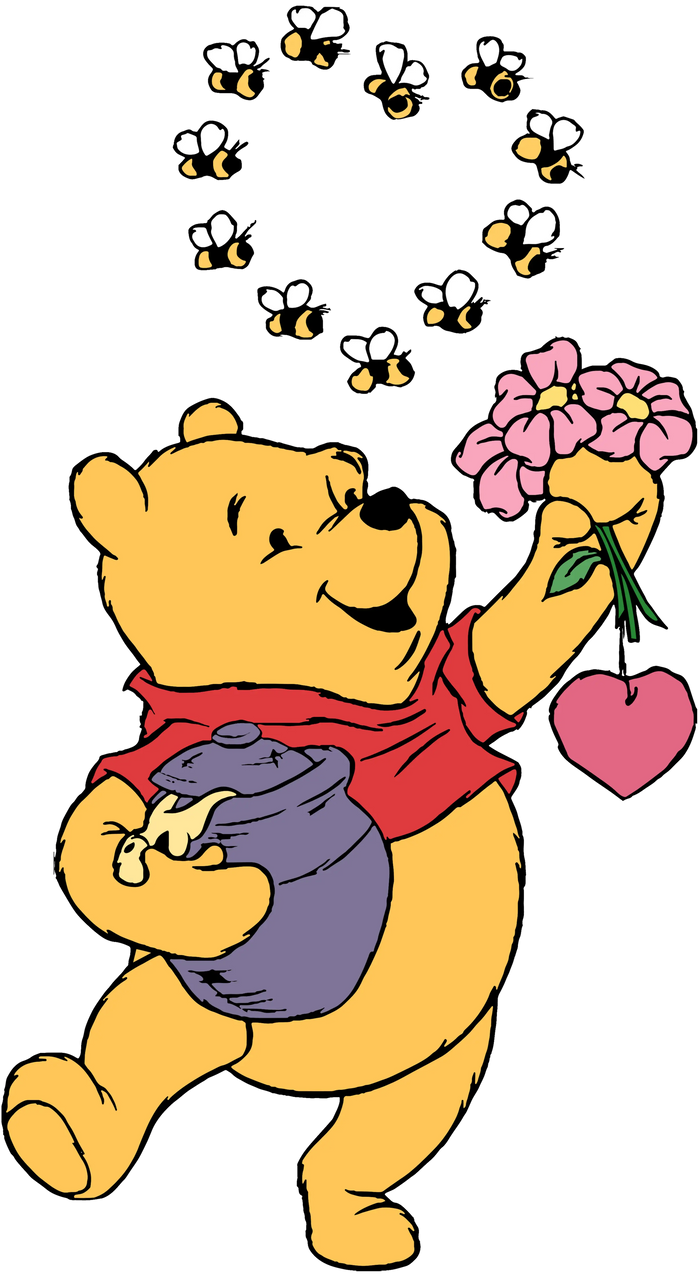 Winnie The Pooh Valentine Design pressed on a garment
