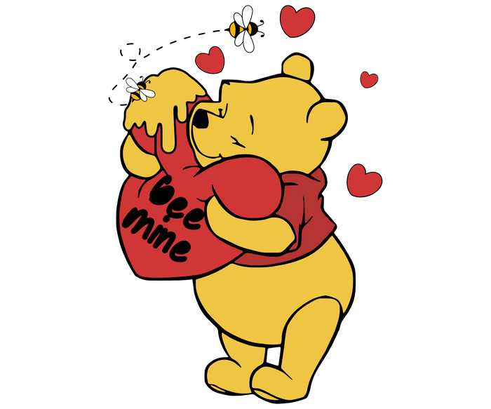Winnie the Pooh Bee Mine Love Design pressed on a garment