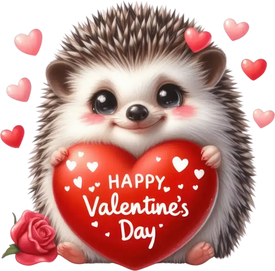 Valentine's Day Hedgehog Design - DTF Ready To Press