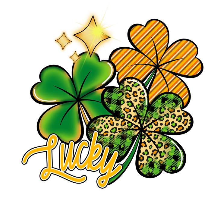 Lucky Clover Saint Patrick's Day Cheetah Design pressed on a garment