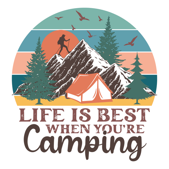 Camping Design pressed on a garment