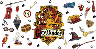 UV DTF 16 oz Libbey Glass Cup Wrap Gryffindor | DTF Dallas - DTF Dallas 