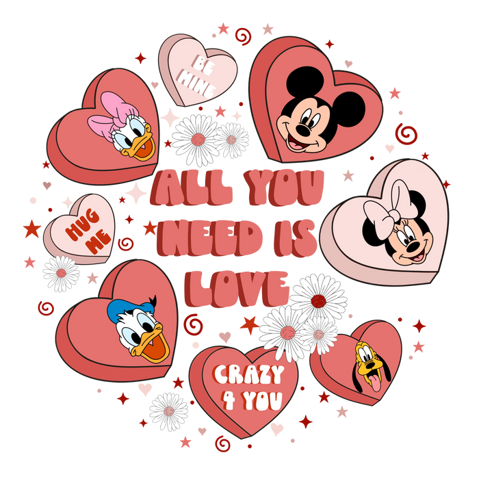 All You Need is Love Valentine's Day Design V1 pressed on a garment