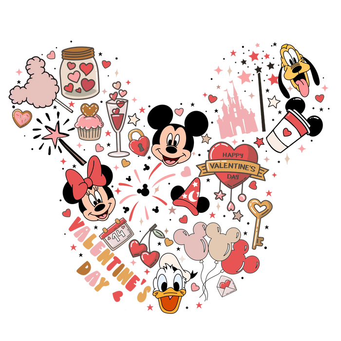 Disneyland Happy Valentine's Day Design pressed on a garment