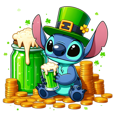 Disney Stitch St. Patty's Day Design - DTF Ready To Press - DTF Dallas 