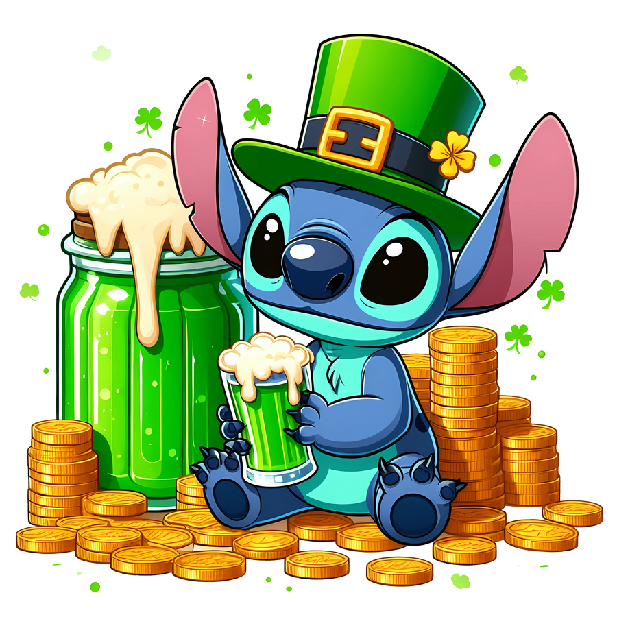 Disney Stitch St. Patty's Day Design - DTF Ready To Press