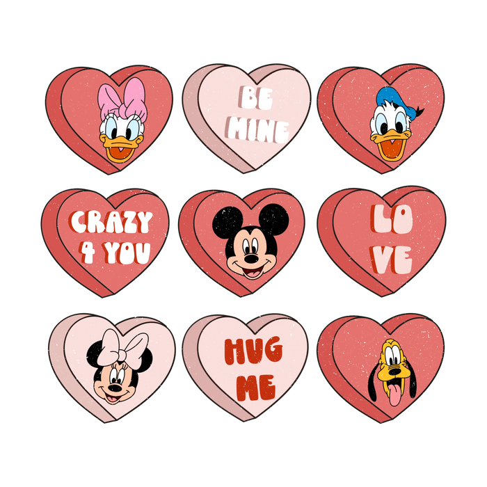 Hug Me Mickey Mouse Valentine Design pressed on a garment