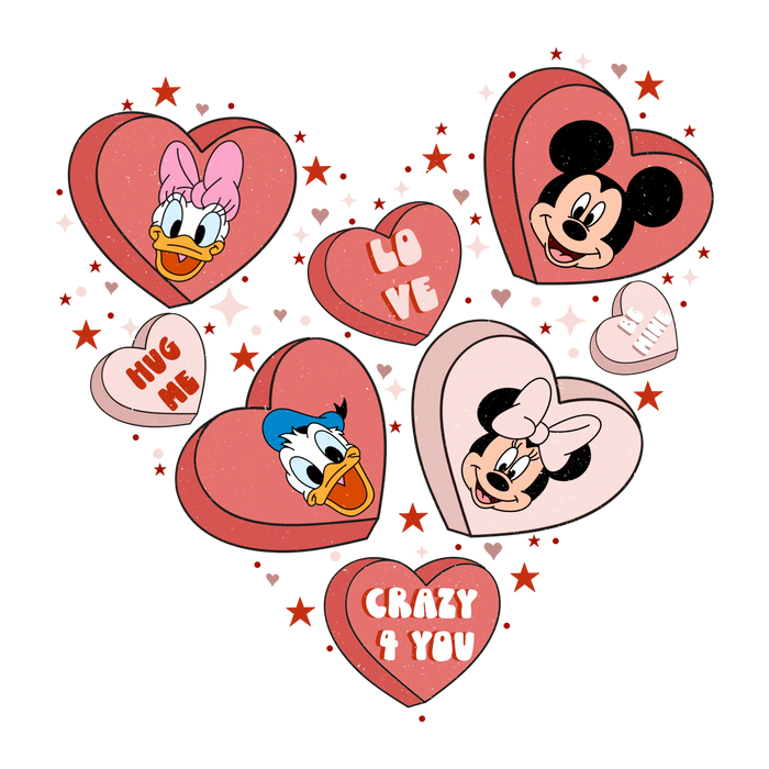Crazy for You Mickey Mouse Valentine Design pressed on a garment