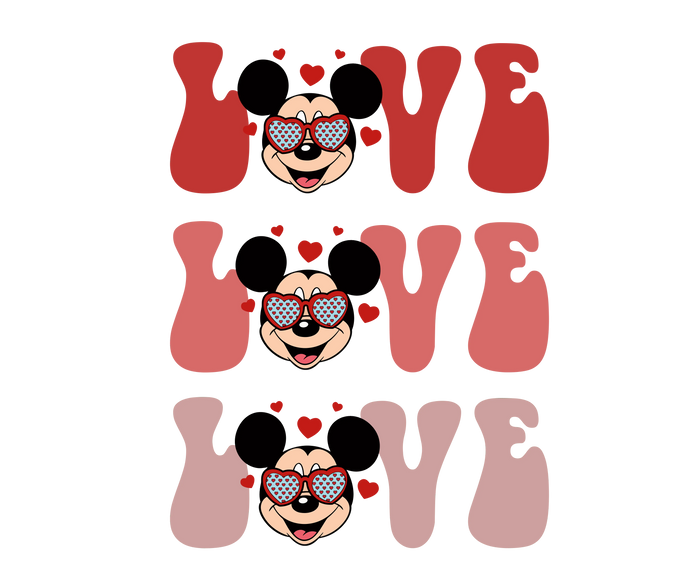 Mickey Mouse Love   V1 pressed on a garment