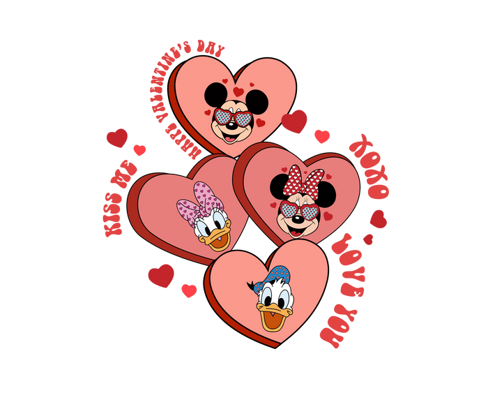 Mickey Mouse Valentine's Day Heart Design V1 pressed on a garment