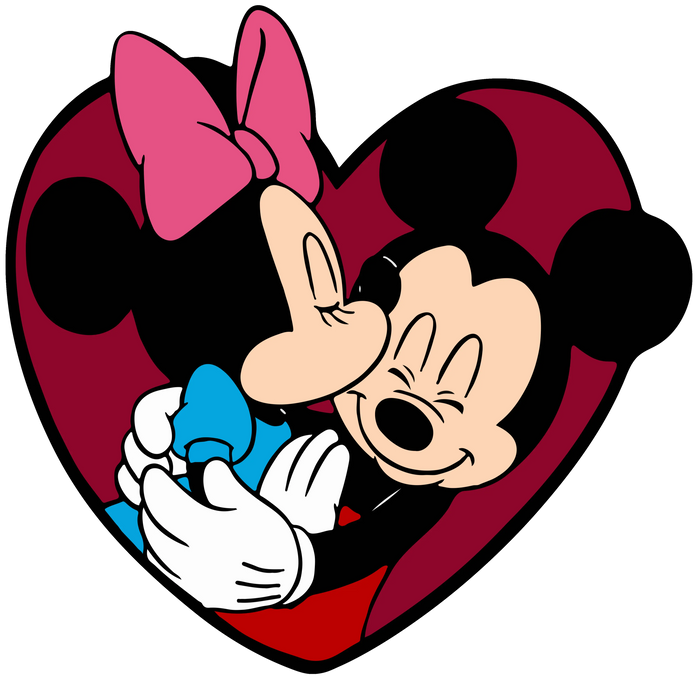 Minnie And Mickey Love Design pressed on a garment