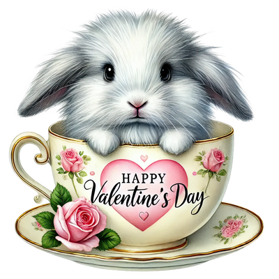 Bunny Coffee Cup Valentine's Day Design | DTF Dallas - DTF Dallas 