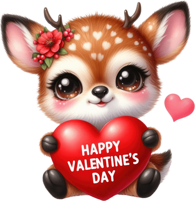 Happy Valentine's Day Deer Design - DTF Ready To Press - DTF Dallas 
