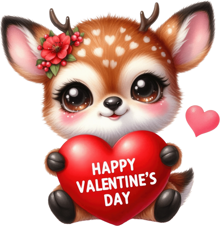 Happy Valentine's Day Deer Design pressed on a garment