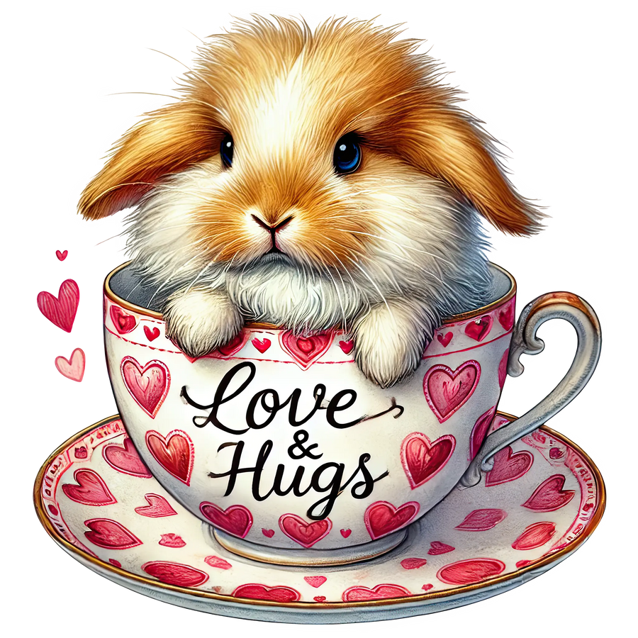 Valentine's Day Love And Hugs Bunny Design | DTF Dallas