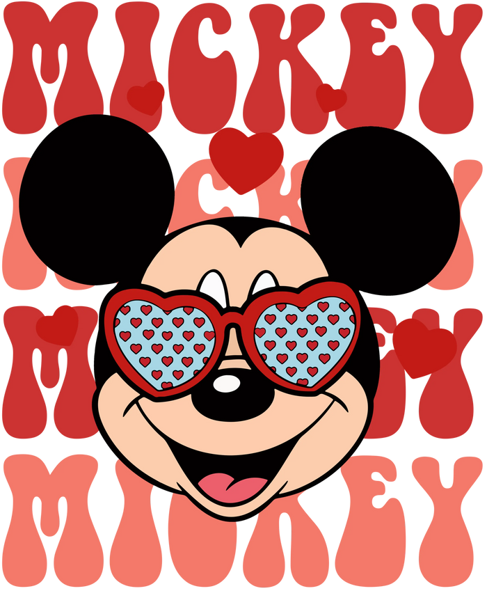 Mickey Mouse Love pressed on a garment
