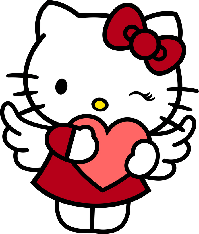 Hello Kitty Valentine's Day Heart DTF (V1) pressed on a garment