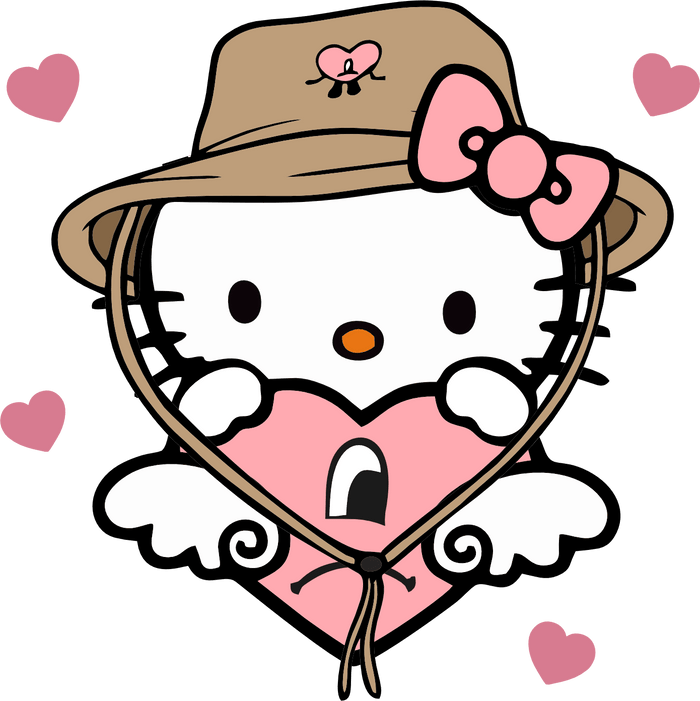 Hello Kitty Bad Bunny Love Design pressed on a garment