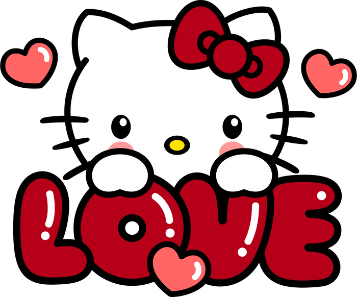 Hello Kitty Valentine's Day Love Design pressed on a garment