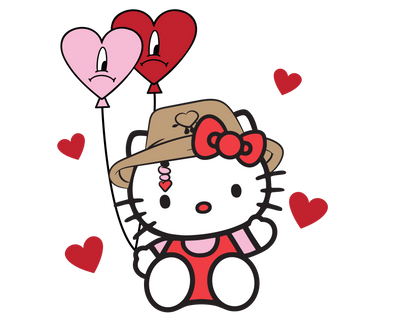 Hello Kitty Bad Bunny Valentine's Day Design - DTF Ready To Press - DTF Dallas 