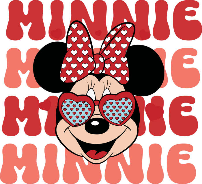 Disney Minnie Mouse Valentine's Day Design pressed on a garment