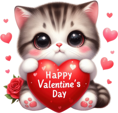 Happy Valentine's Day Kitty Design - DTF Ready To Press - DTF Dallas 