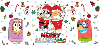 Bluey and Friends Glass Cup Wrap Ready to Press | DTF Dallas - DTF Dallas 