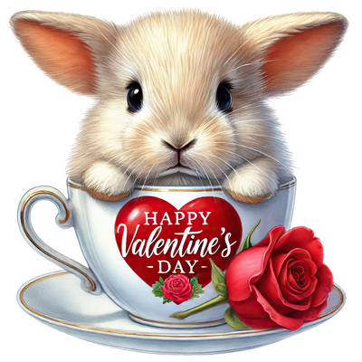 Coffee Cup Valentine's Day Bunny Design | DTF Dallas - DTF Dallas 