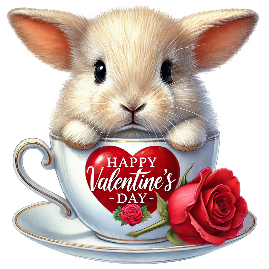 Coffee Cup Valentine's Day Bunny Design | DTF Dallas