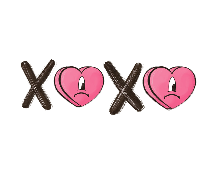 Bad Bunny XOXO Valentine's Day Design pressed on a garment