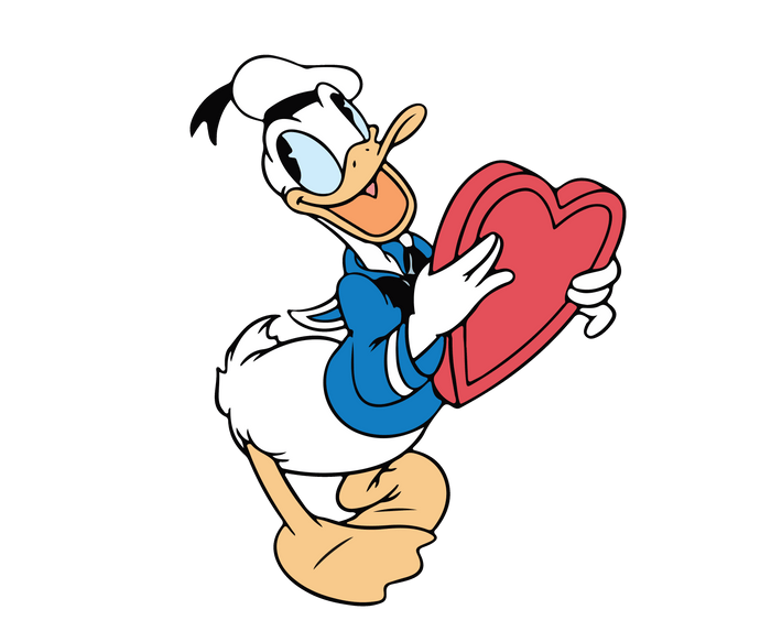 Disney Donald Duck Valentine's Day Design pressed on a garment